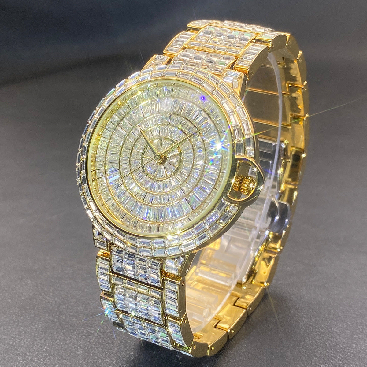 Fashion Full Square Diamond Hip Hop Full Diamond Men's Watch