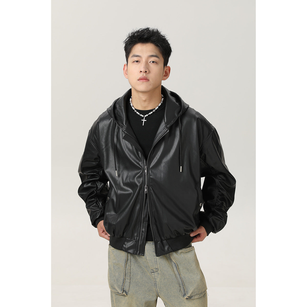 Vintage PU Leather Motorcycle Jacket For Men