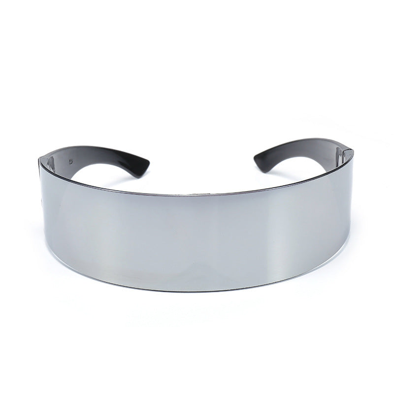 Ladies Mens Black Frame Wrap Sunglasses One Piece Shades Flat Top Novelty Costume Party Funny Strange