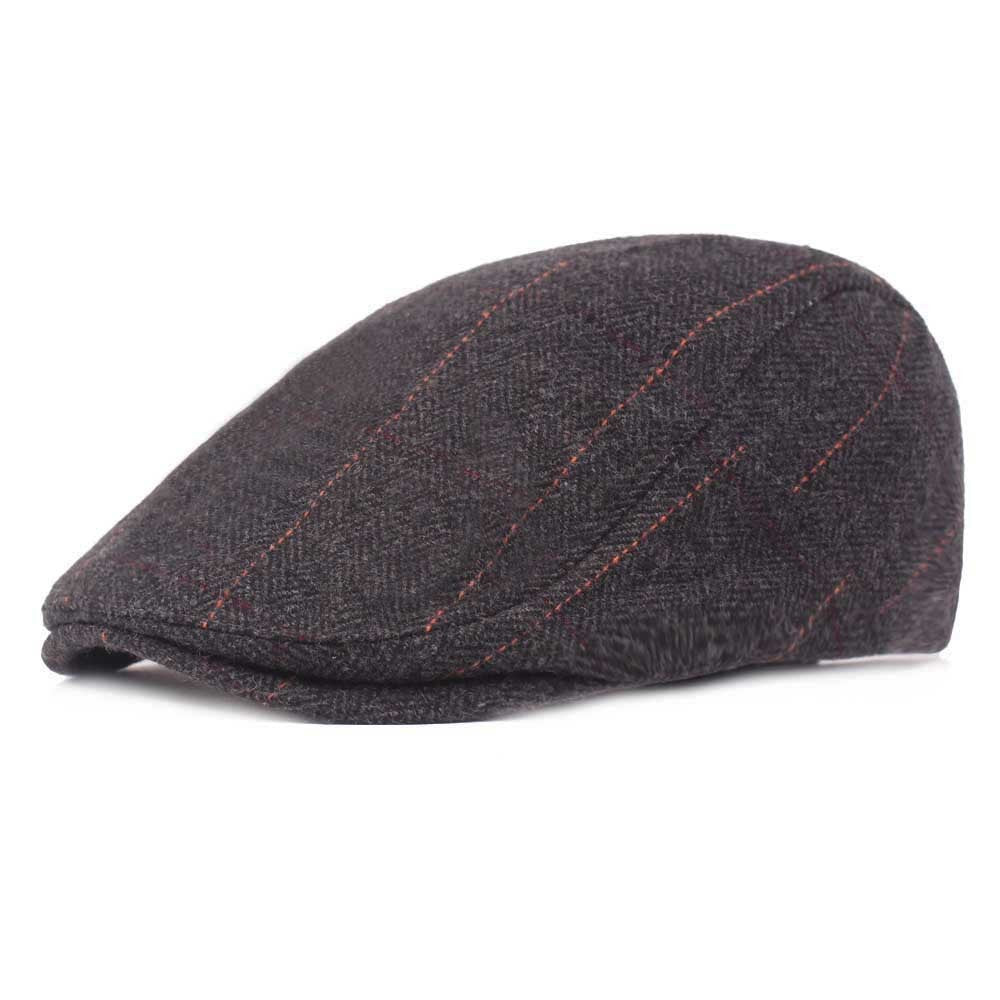 Women'S Check Cap With Warm Peaked Cap
