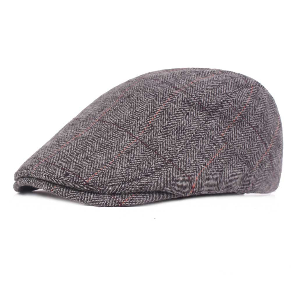 Women'S Check Cap With Warm Peaked Cap