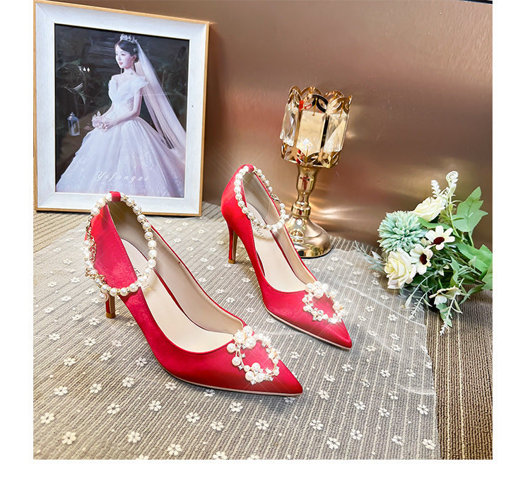 White Red Wedding Shoes Women