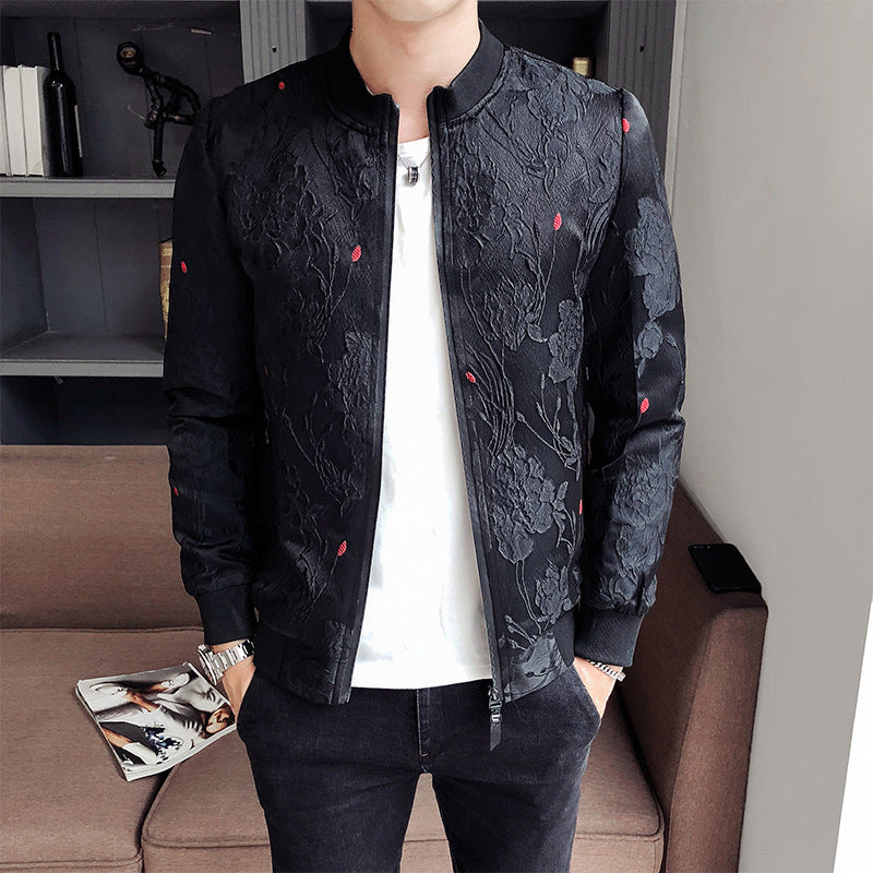 Personality Pattern Stand Collar Jacket For Men