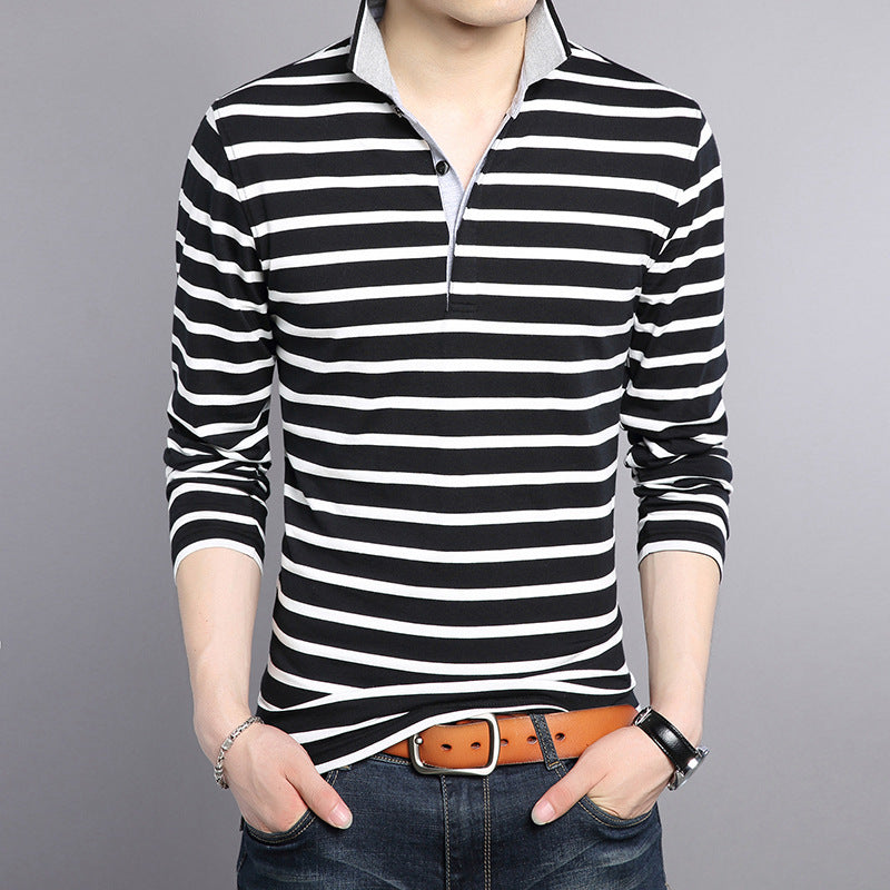 Men's Clothing Long-sleeved Striped T-shirt