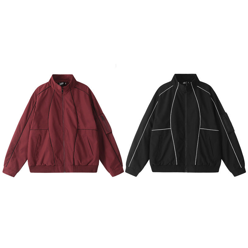 Vintage Stand Collar Jacket For Men Loose Casual Jacket