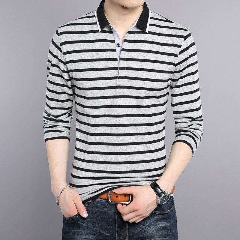 Men's Clothing Long-sleeved Striped T-shirt