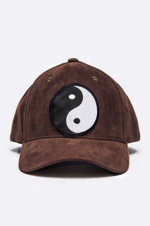 Yin Yang Patch Faux Suede Cap