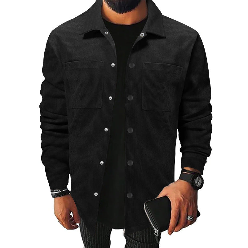 Corduroy Single-breasted Slim Jacket For Men