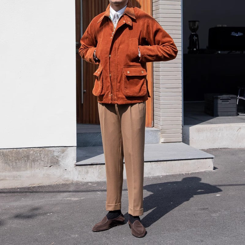 Vintage Corduroy Jacket Multi-bag For Men