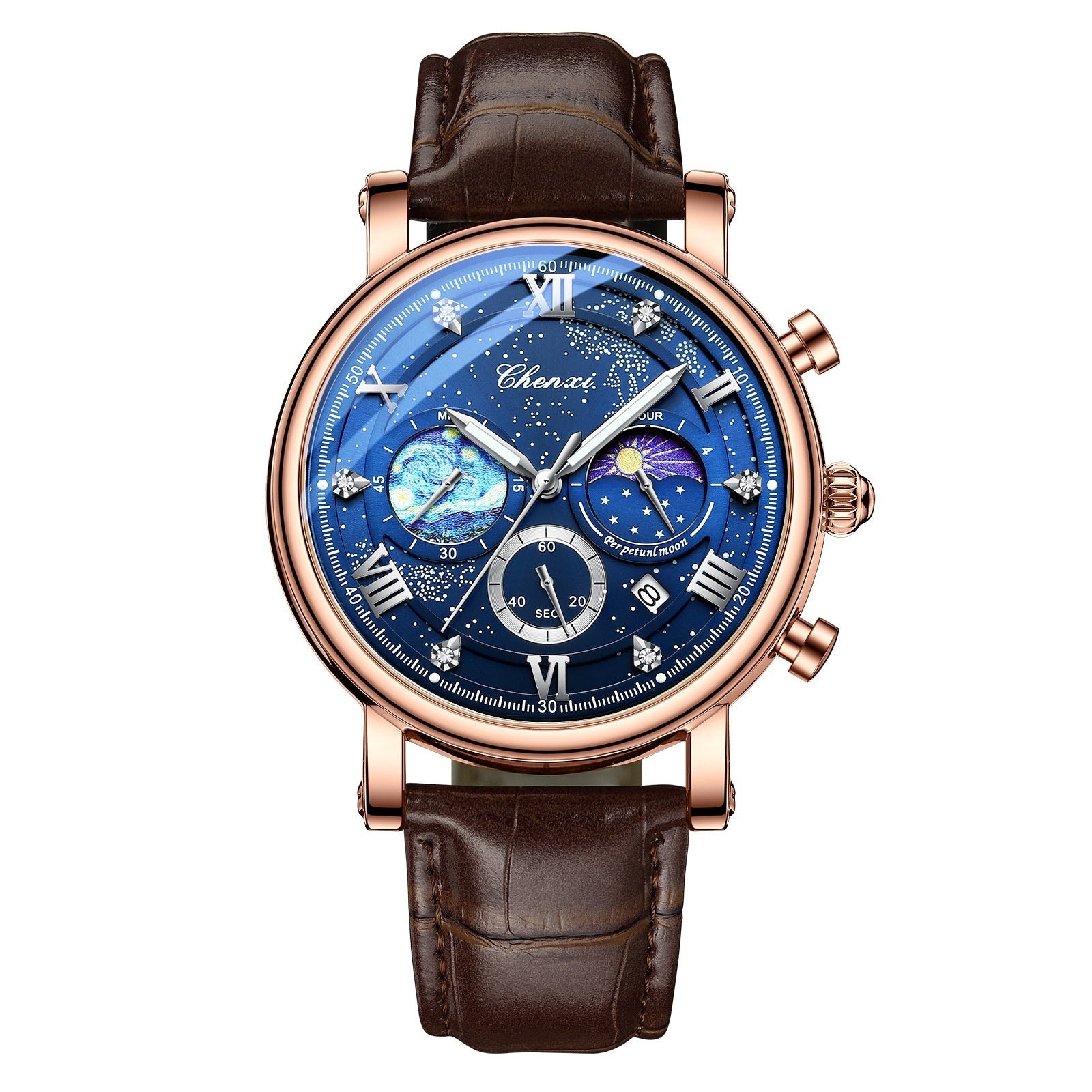 Multifunctional Luminous Moon Phase Calendar Watch