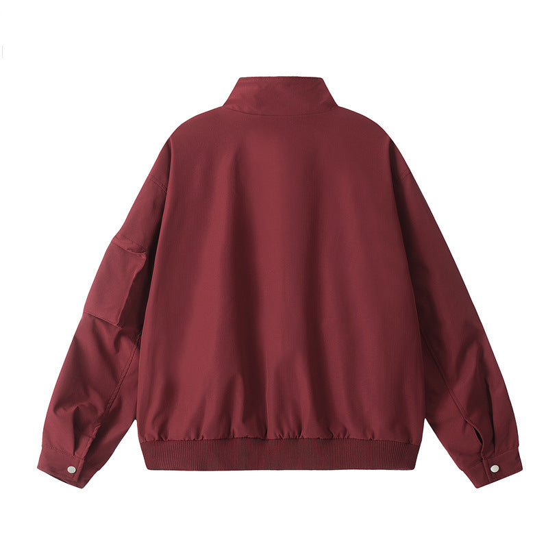 Vintage Stand Collar Jacket For Men Loose Casual Jacket