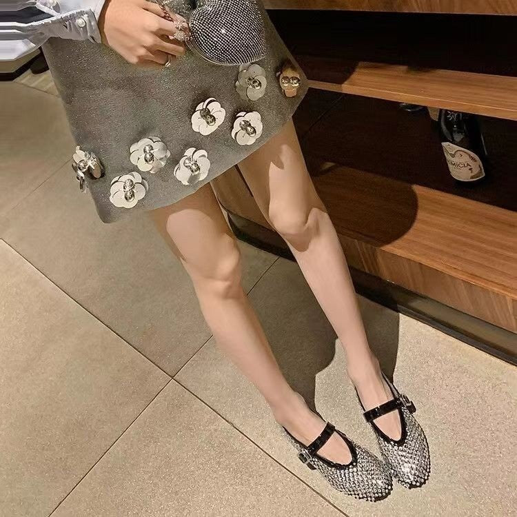 Mesh Buckle Ballet Shoes Women