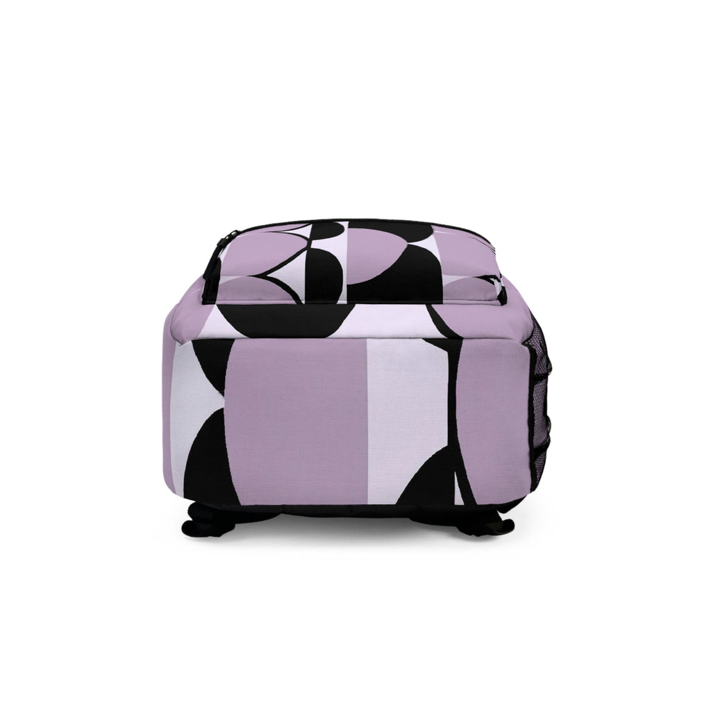 Backpack - Large Water-resistant Bag - Geometric Lavender and Black