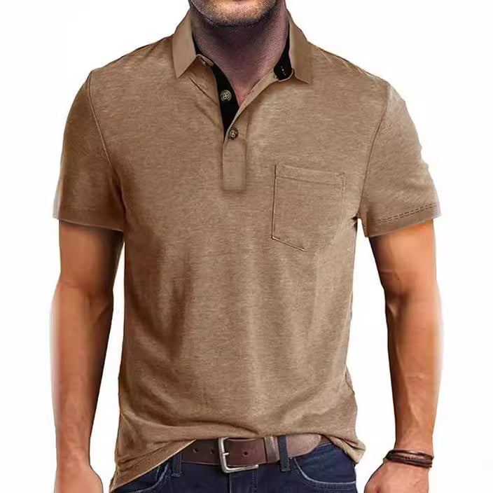 Summer Men's Clothing Short Sleeve Lapel T-shirt