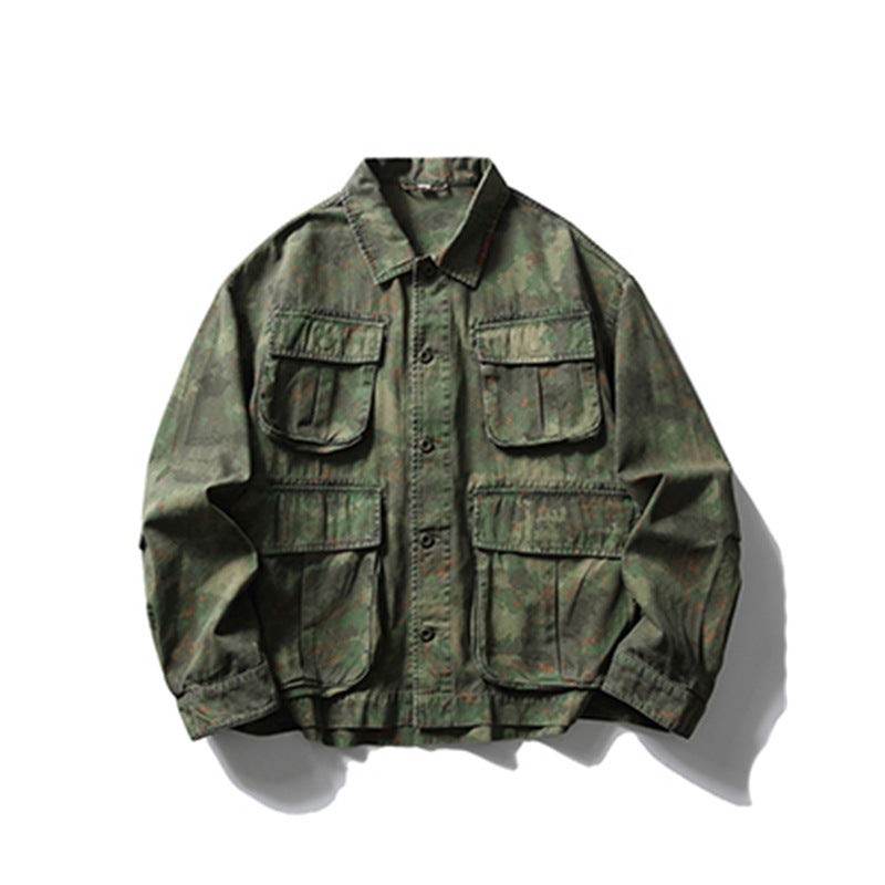 Tie-dye Camouflage Workwear Jacket For Men