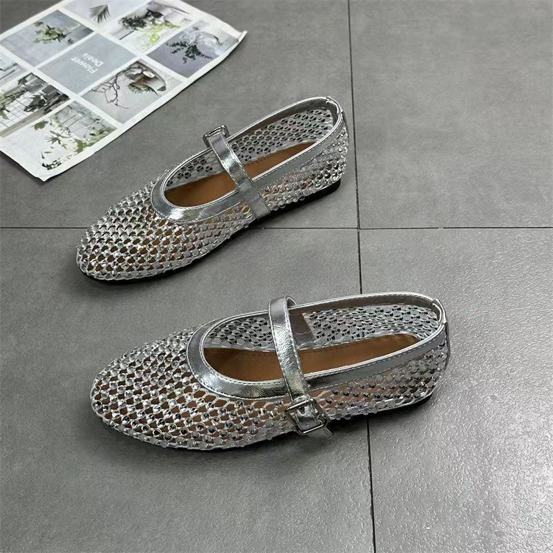 Mesh Buckle Ballet Shoes Women
