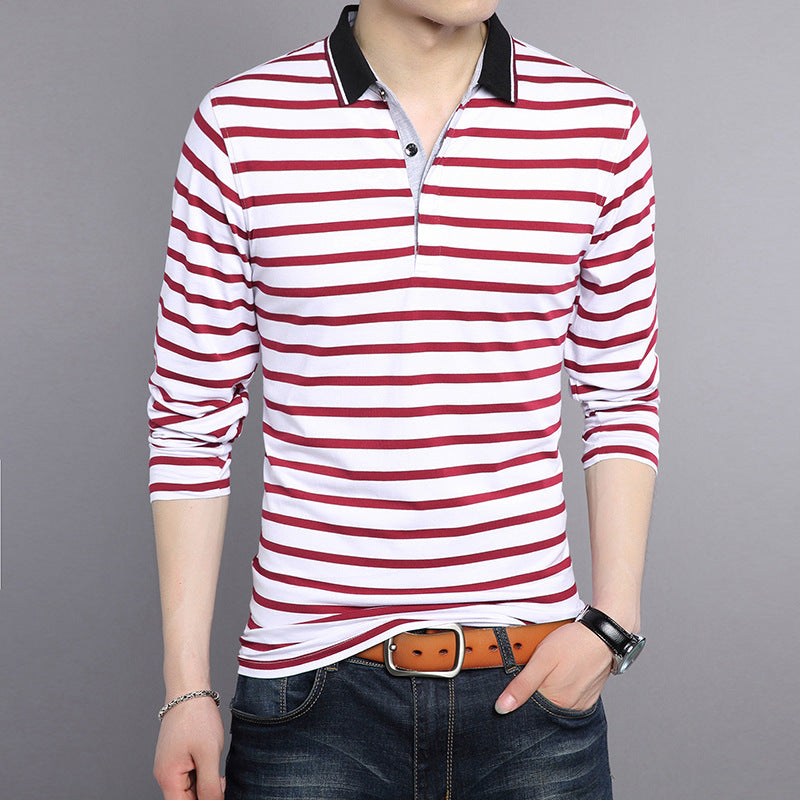 Men's Clothing Long-sleeved Striped T-shirt