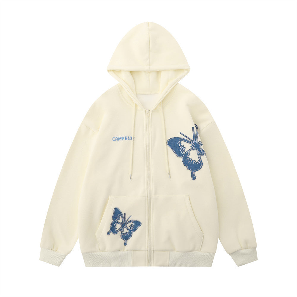 Butterfly Embroidered Hooded Jacket For Men