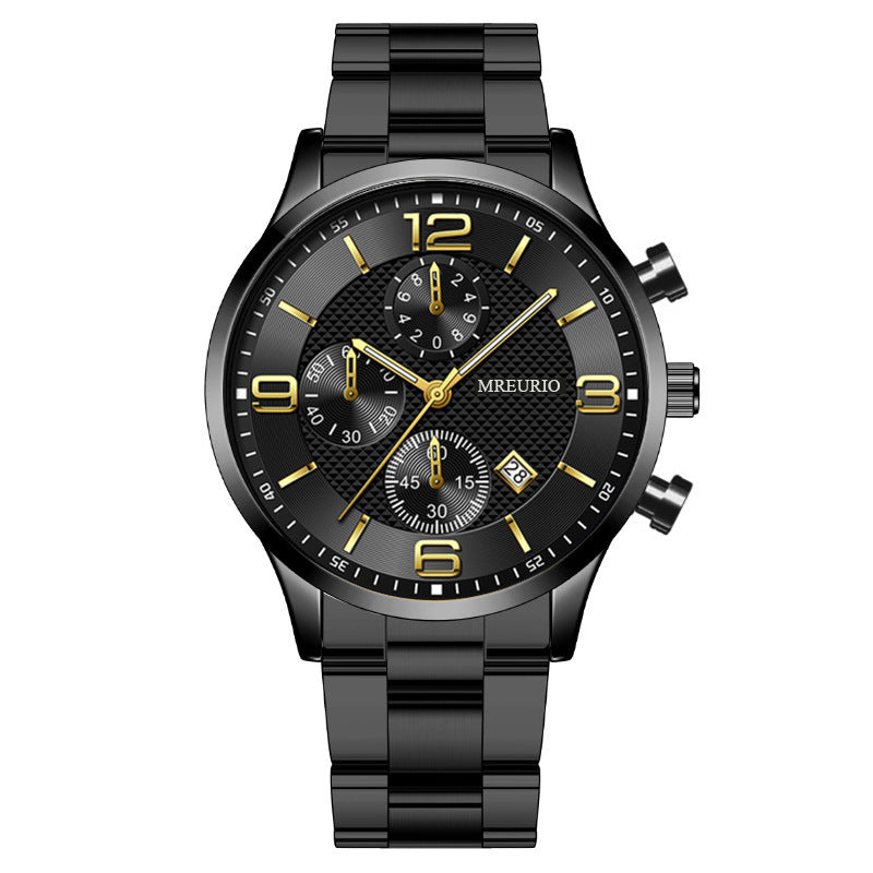 Fashion Numbers Three-eye Calendar Men's Watch