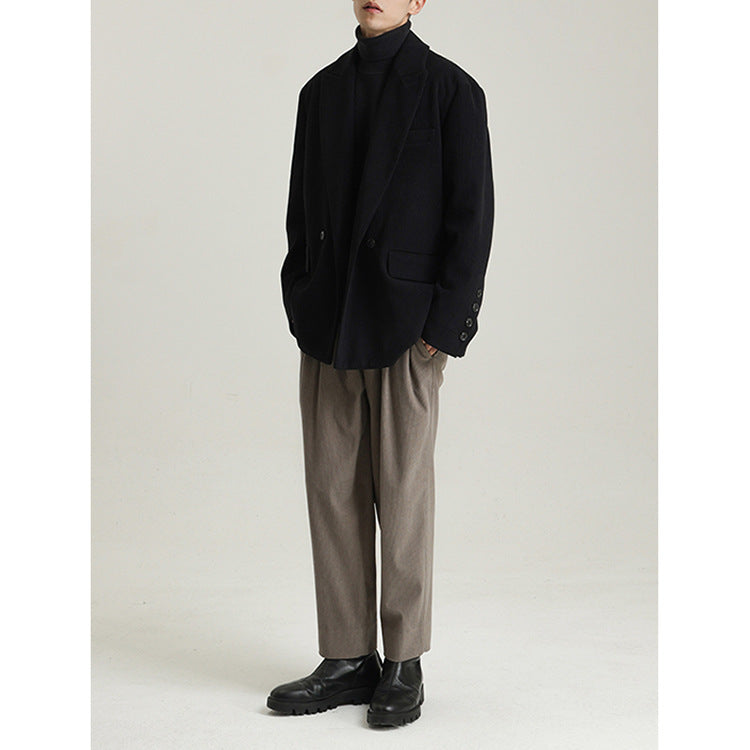 Thick Corduroy Blended Suit Jacket For Men