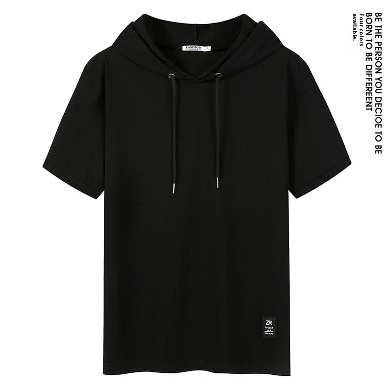 Casual Simple Men's Clothing Cotton Hooded T-shirt