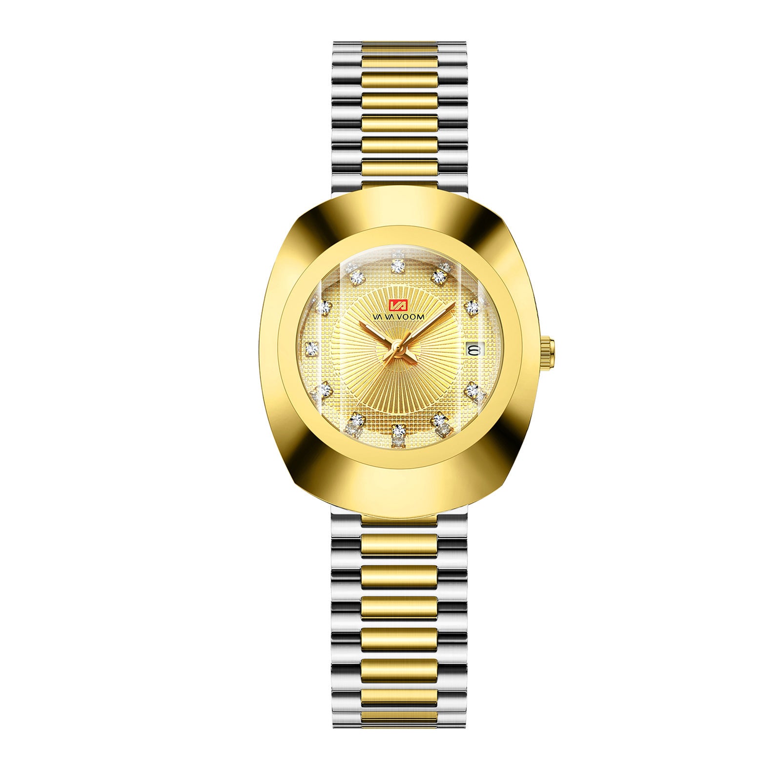 Couple Quartz Watch Yellow Gold Diamond Waterproof Steel Belt Watch