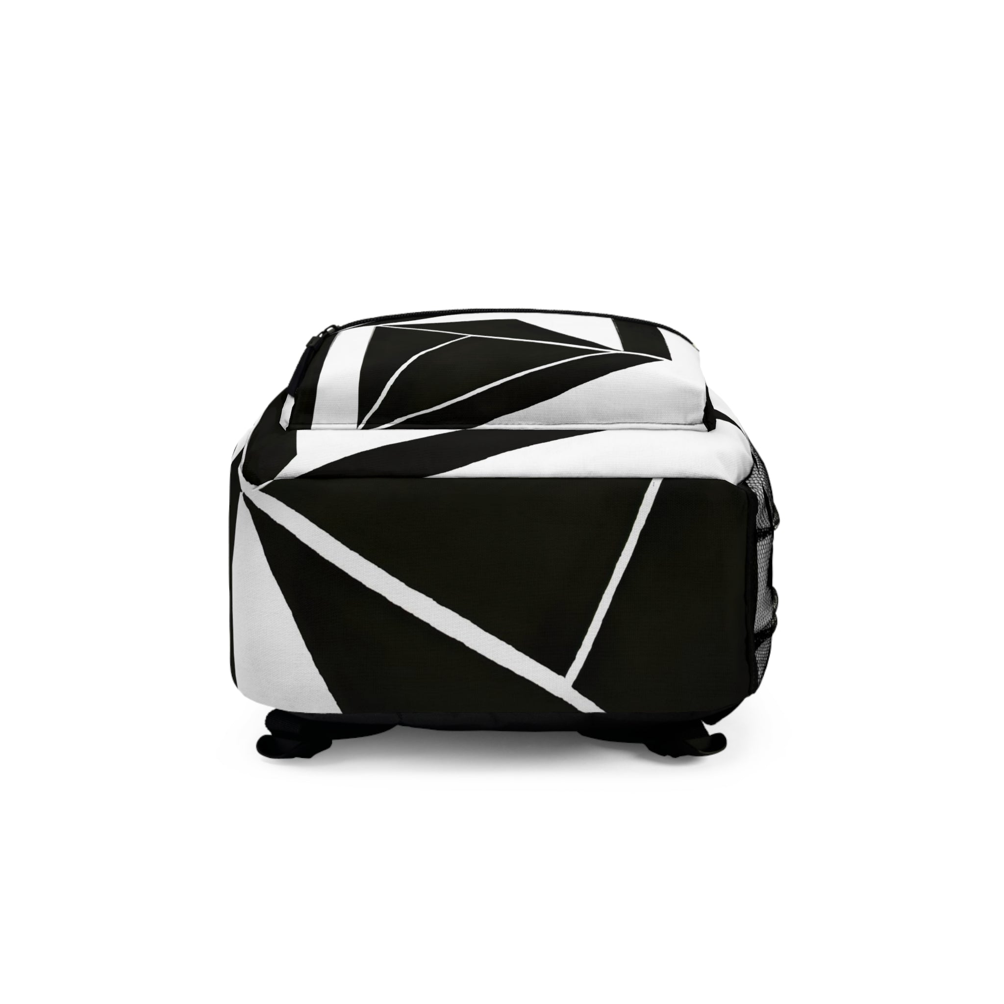 Backpack - Large Water-resistant Bag - Black and White Geometric