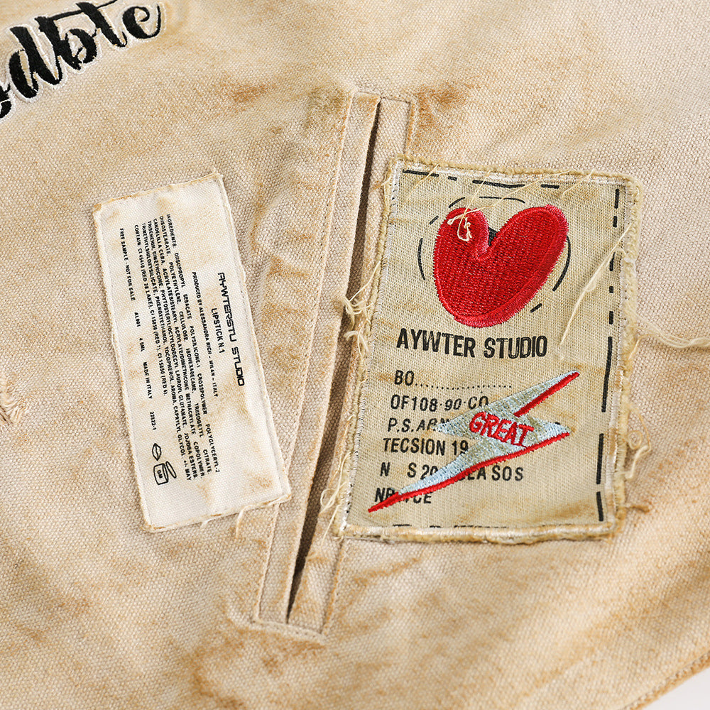 Embroidered Lapel Workwear Jacket For Men