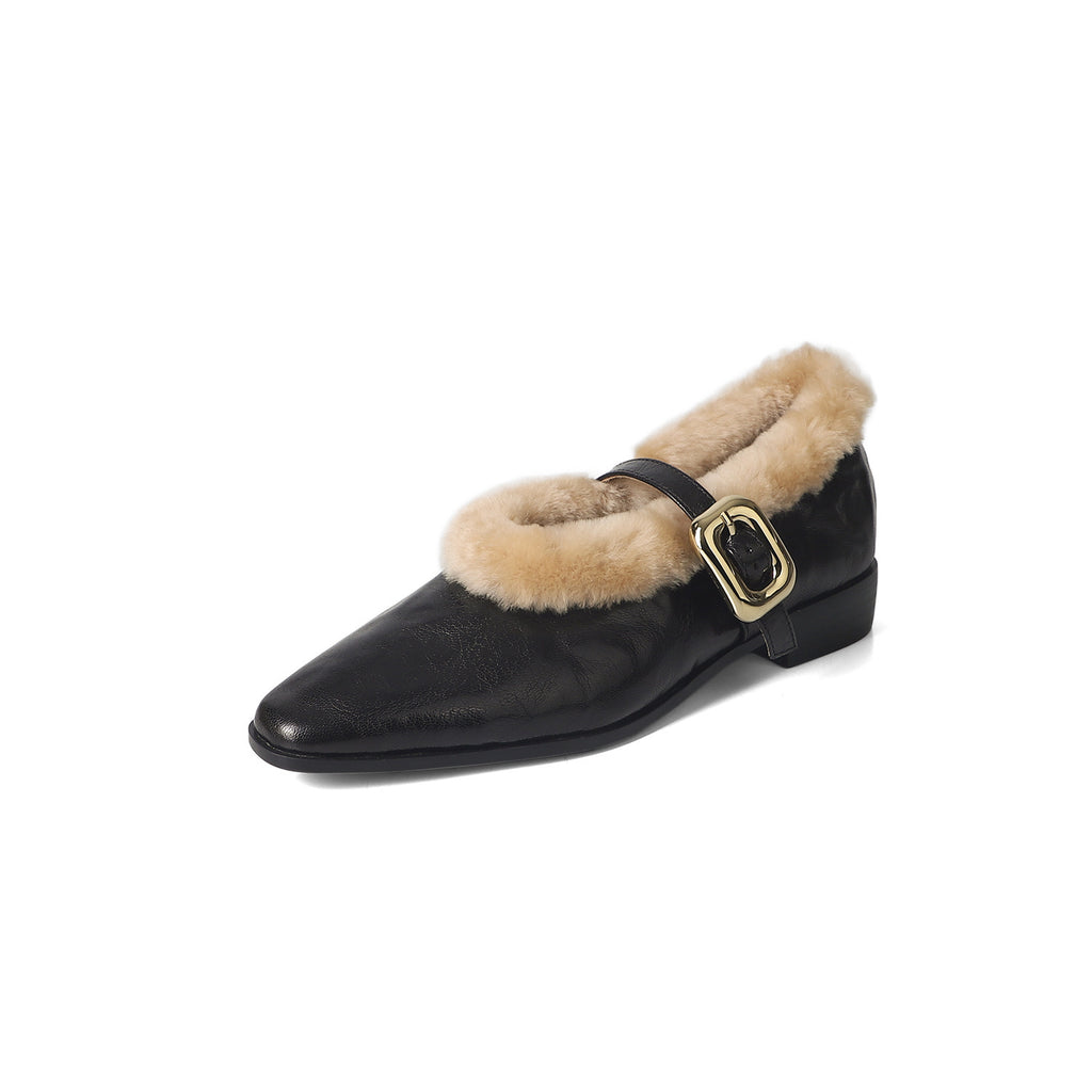 Sheepskin Ankle-strap Shoes Women