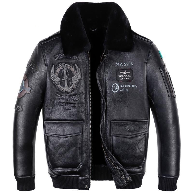 Leather Jacket Flight Suit For Men