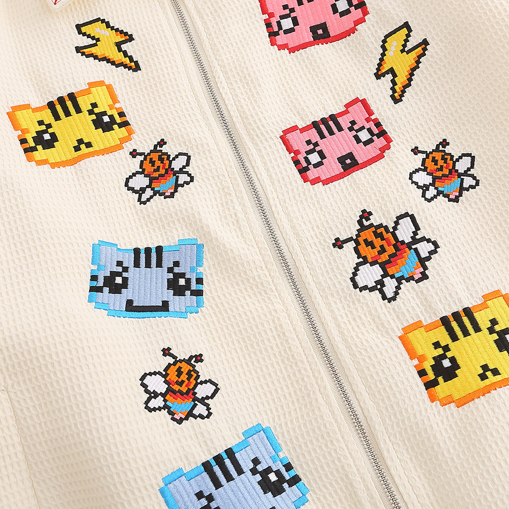 Cartoon Embroidered Casual Jacket For Men