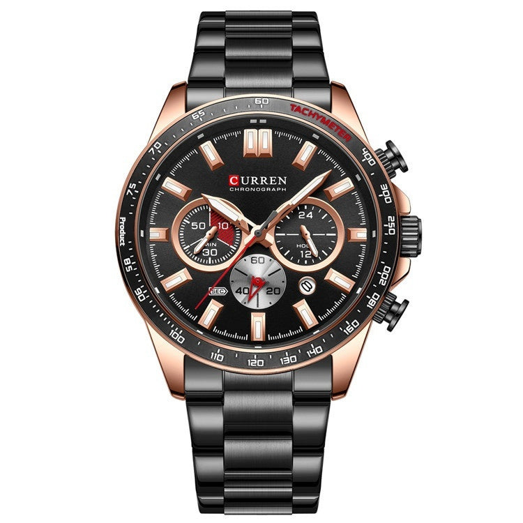 Men's Waterproof Calendar Steel Belt Quartz Watch