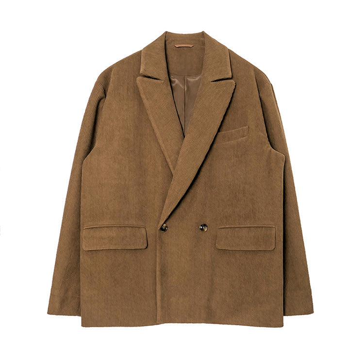 Thick Corduroy Blended Suit Jacket For Men