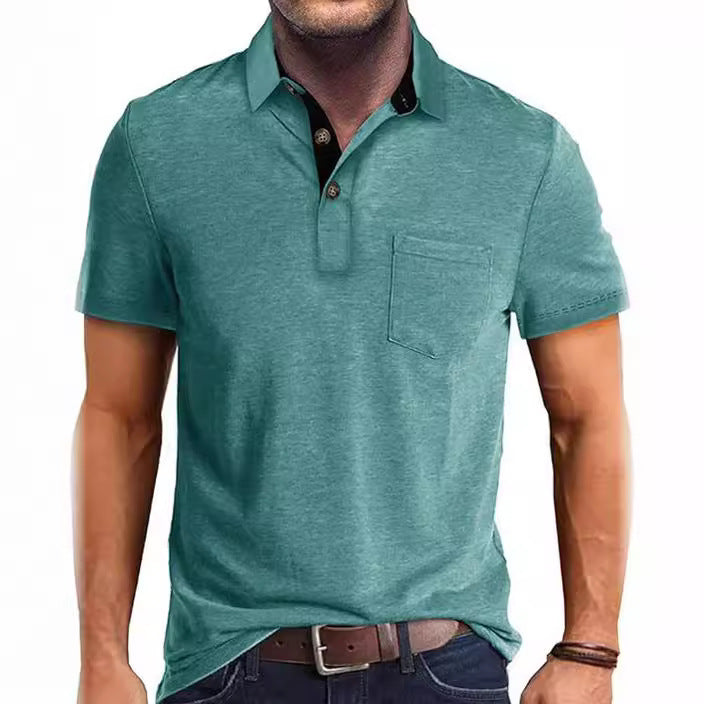 Summer Men's Clothing Short Sleeve Lapel T-shirt
