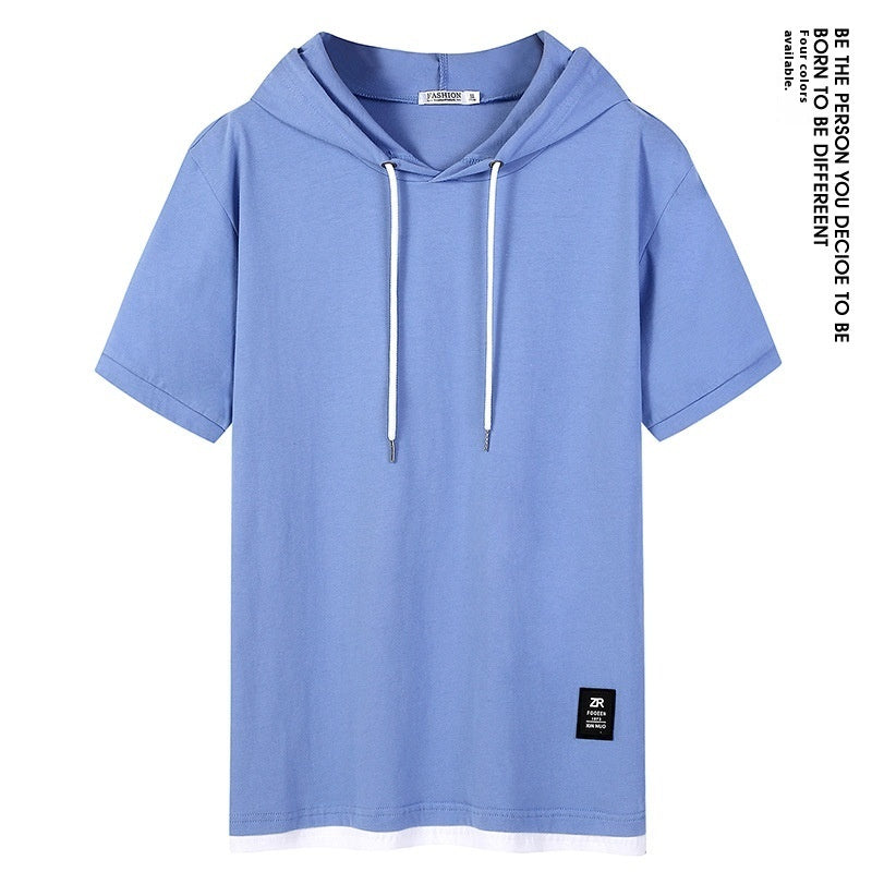 Casual Simple Men's Clothing Cotton Hooded T-shirt