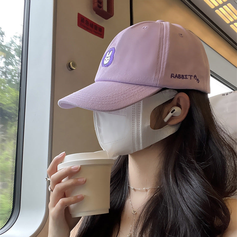 Cute Animal Embroidered Baseball Cap For Women Soft Peaked Cap