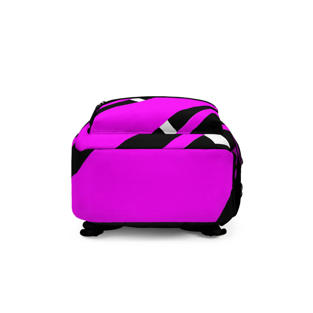 Backpack - Large Water-resistant Bag - Black and Pink Geometric