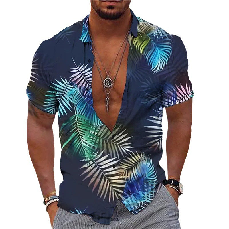3D Personalized Printing T-shirt Summer Loose Short Sleeve Lapel Shirt Casual Streetwear Clothing For Men