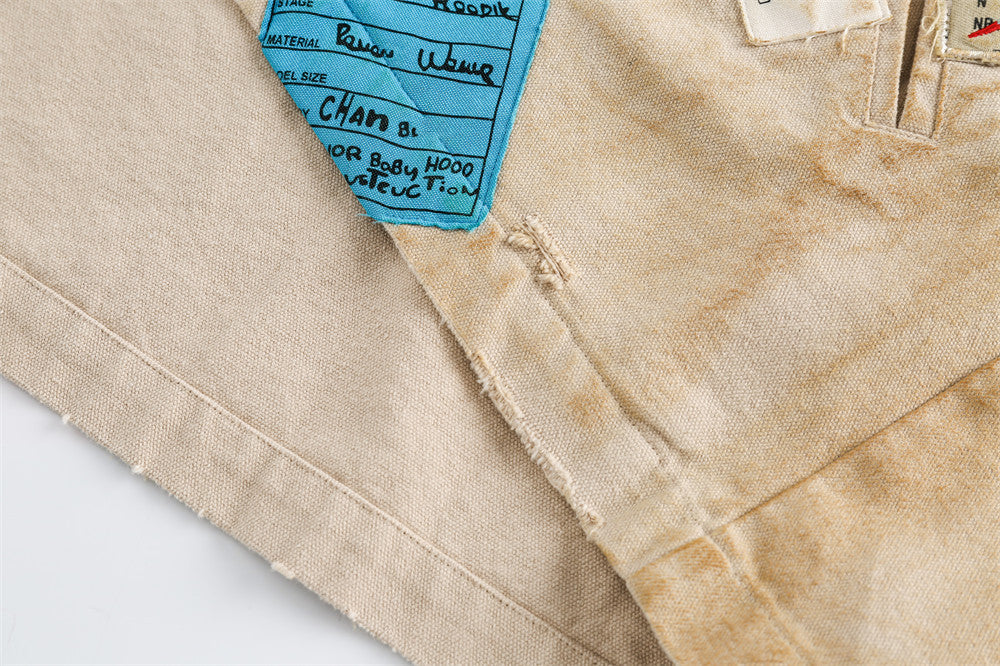 Embroidered Lapel Workwear Jacket For Men