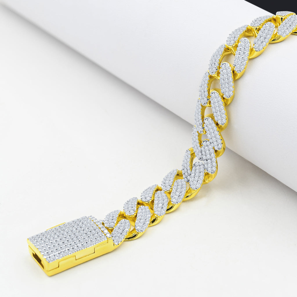 JAZRIC 12MM BRASS ICED OUT BRACELET | 963782