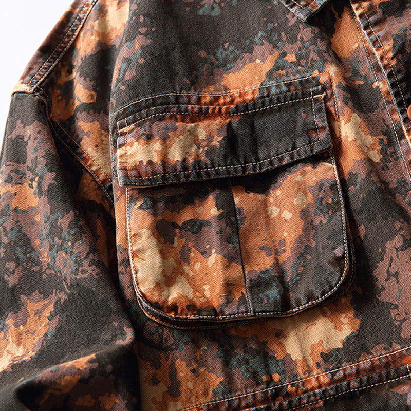 Tie-dye Camouflage Workwear Jacket For Men