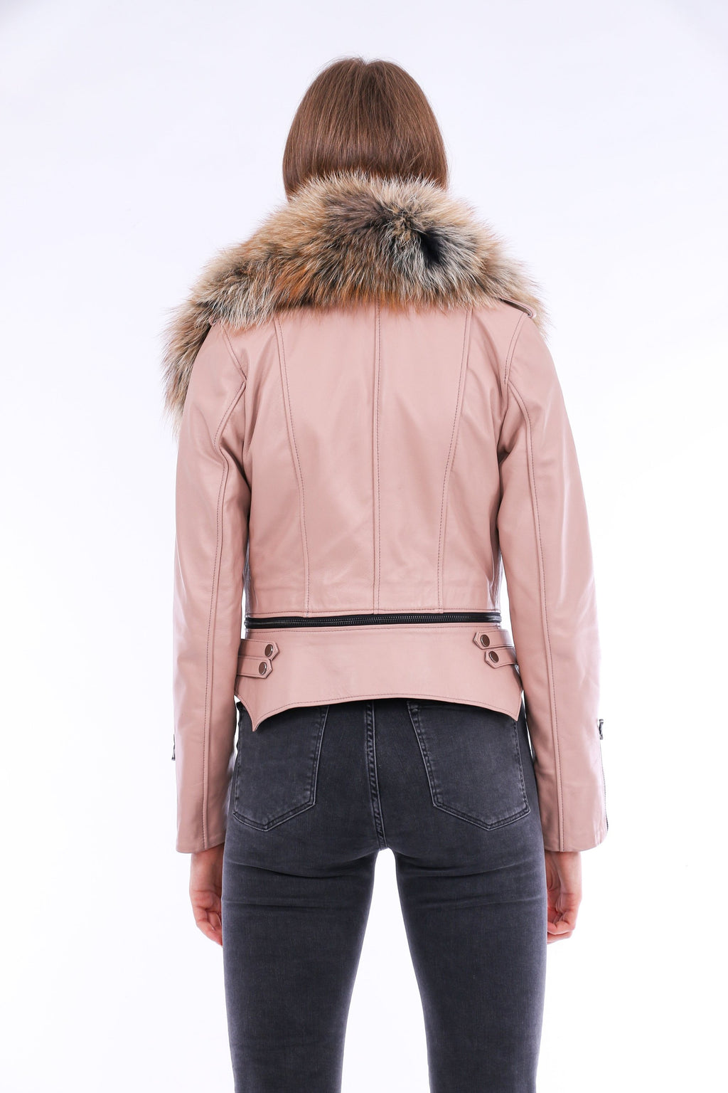 Buttagi Leather Biker Jacket - Pink