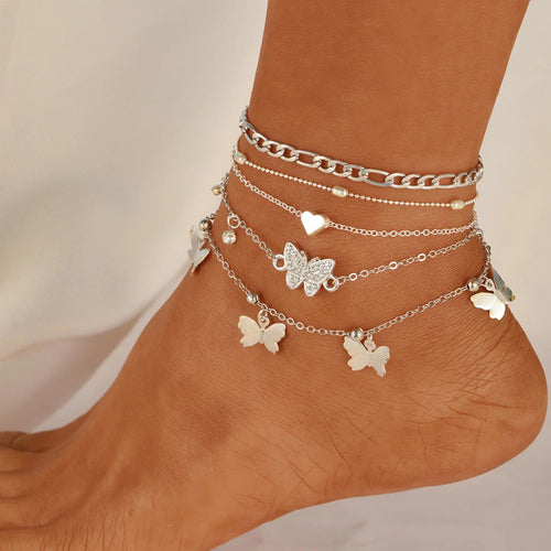 3pcs Retro Pearl Beads Anklet for Women Fashion Handmade Shell