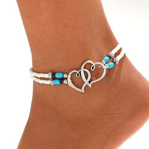 3pcs Retro Pearl Beads Anklet for Women Fashion Handmade Shell