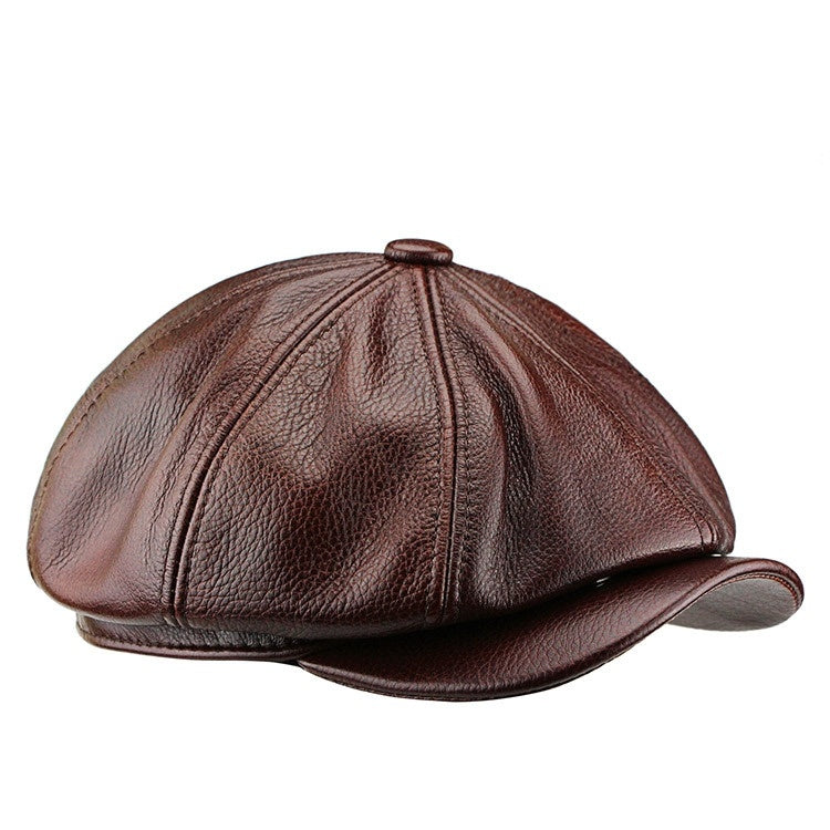 British Cowhide Octagonal Cap Female Peaked Cap Tide