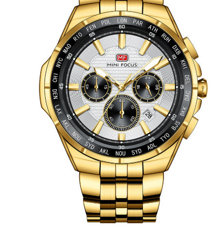 Multifunctional Waterproof Quartz Watch Luminous Steel Strap