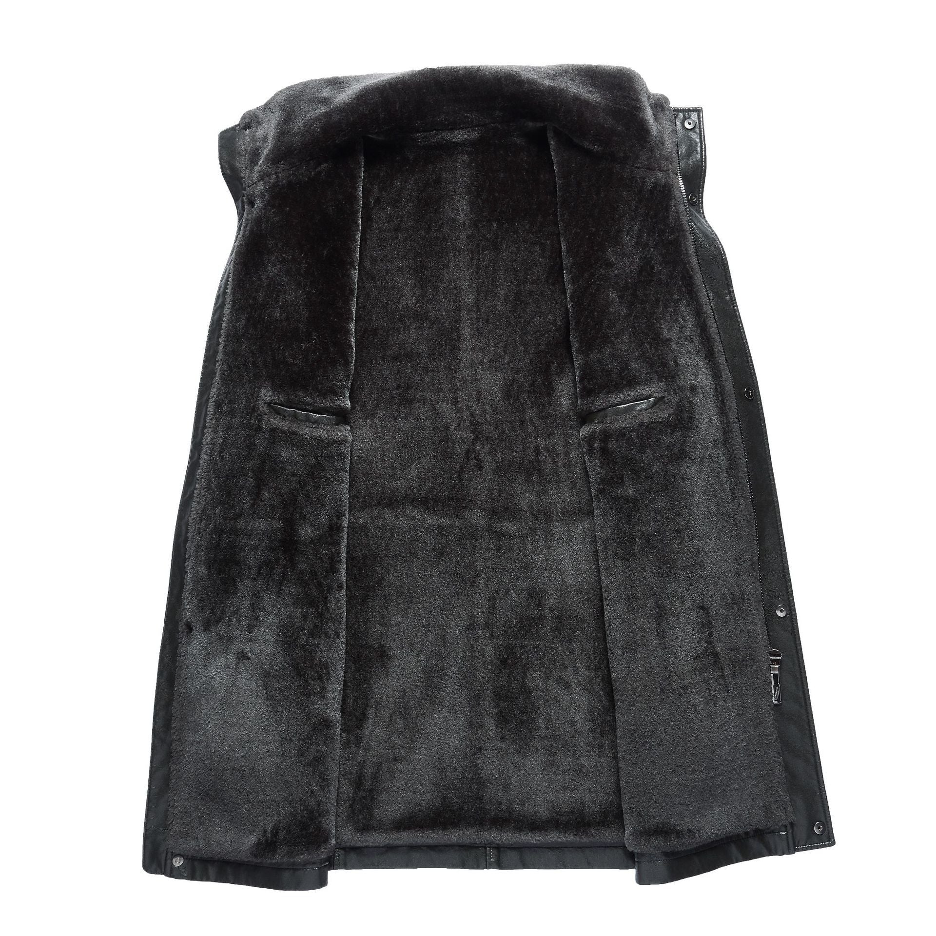 Real Leather Men's Winter Jacket – Thickened & Fleece-Lined Elegance