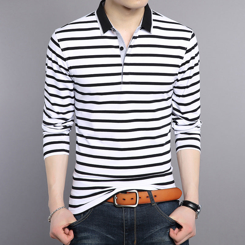Men's Clothing Long-sleeved Striped T-shirt