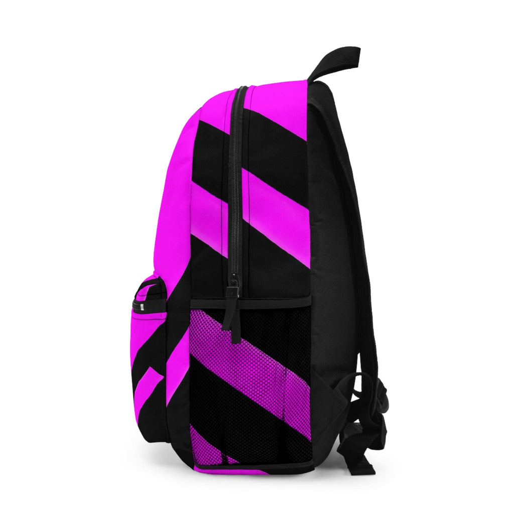 Backpack - Large Water-resistant Bag - Black and Pink Geometric