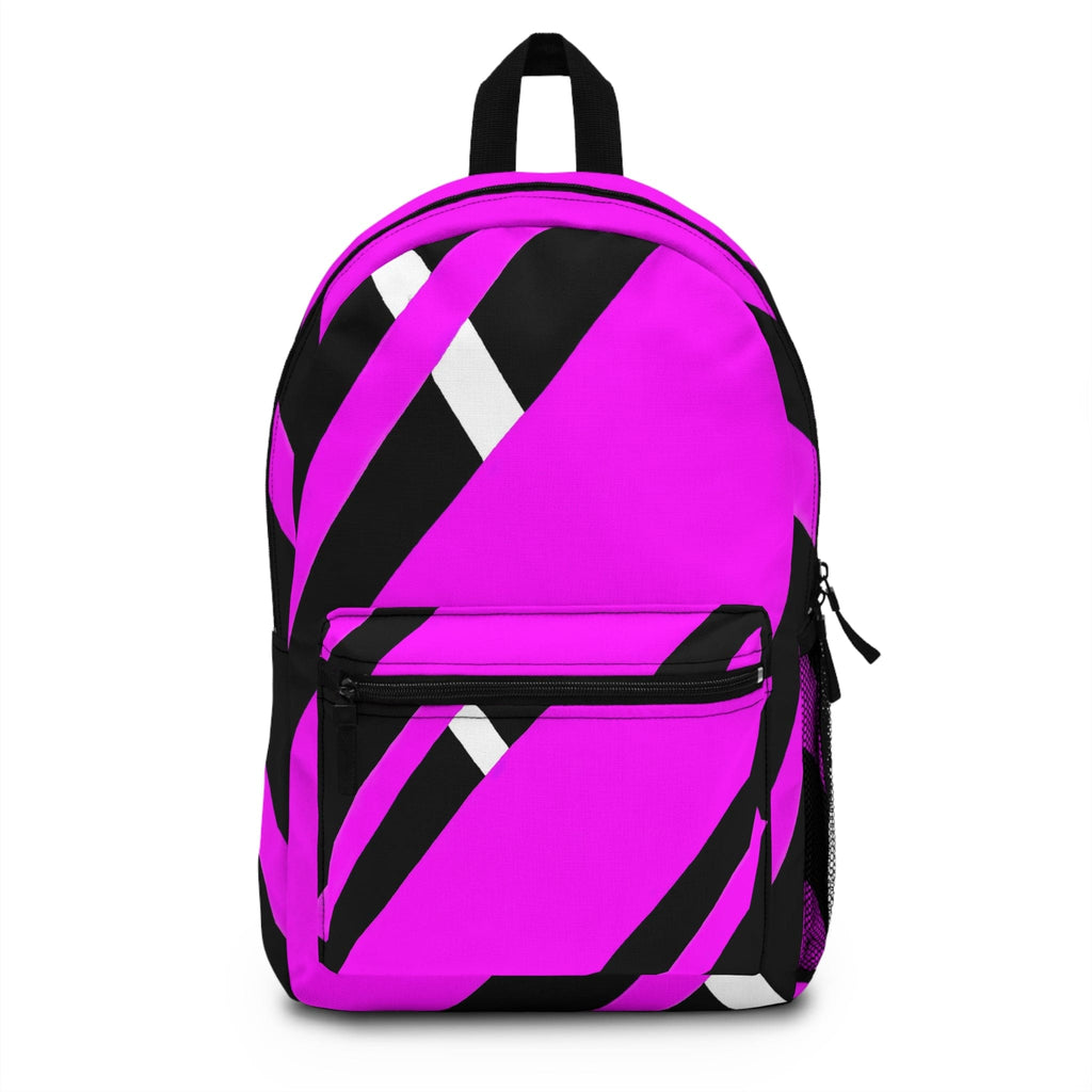 Backpack - Large Water-resistant Bag - Black and Pink Geometric